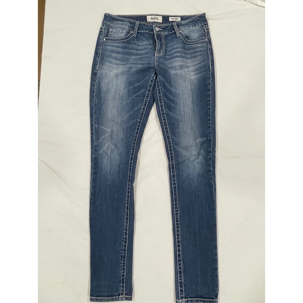 Daytrip Virgo Skinny Jeans Womens 29L Dark Wash Rhinestone Thick Stitch DBK2433